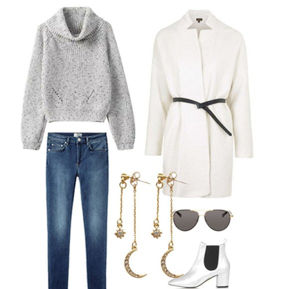 Moon Star Dangle Earrings - Picture 7 of 8